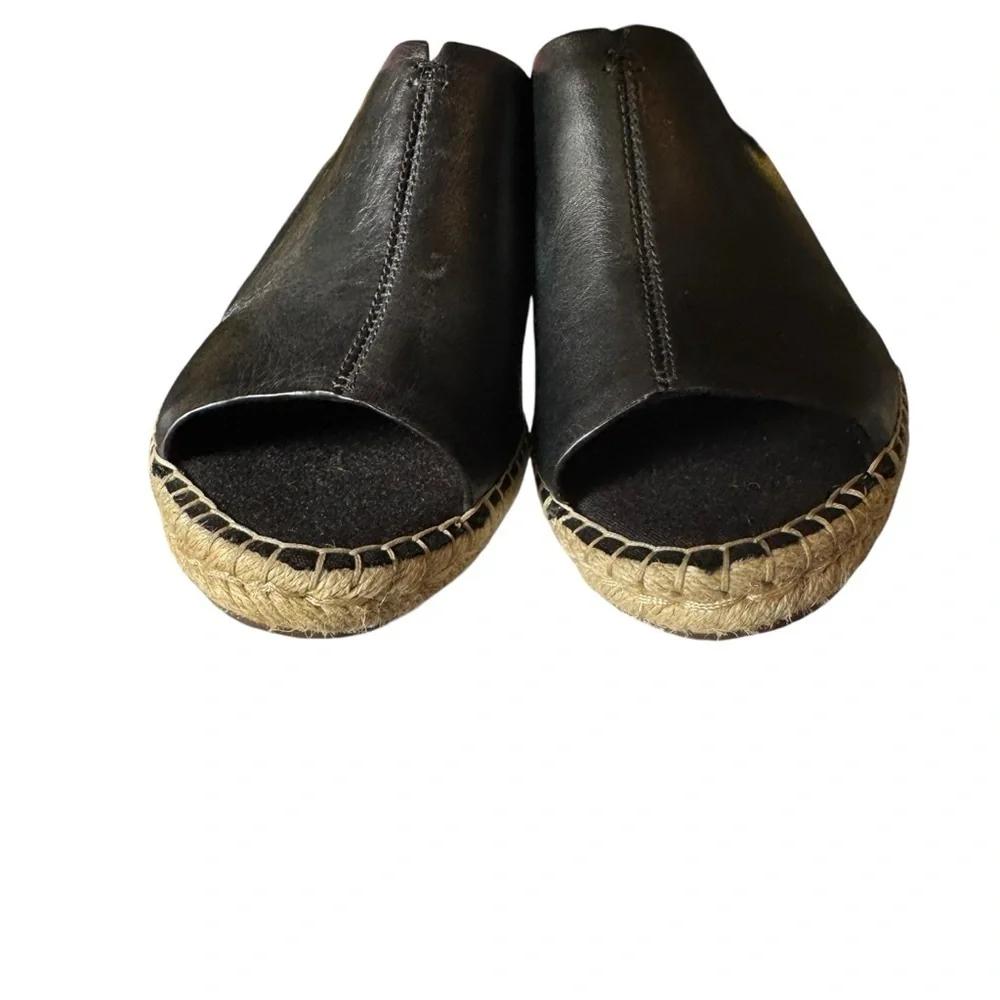 Clark’s - Artisan Black Leather Espadrille Wedge Sandals Sz 9